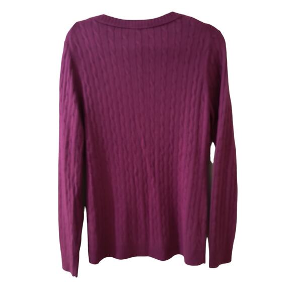 Ann Taylor Loft Sweater Women's Size L Purple Cable Knit Long Sleeve V Neck - Picture 5 of 14